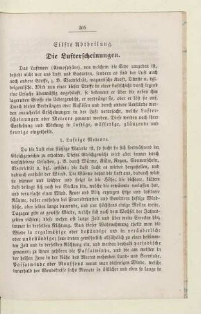 Eilfte Abtheilung. Die Lufterscheinungen