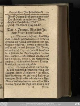 Das 5. Exempel/ Churfürst Johann Friedrichs zu Sachsen.