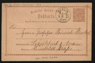 Postkarte an Heinrich Henkel : 02.01.1875