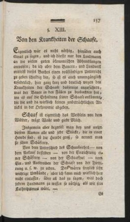 §. XIII. Von den Krankheiten der Schaafe.