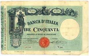 Geldschein, 50 Lire, 22.2.1919