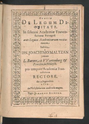 Oratio De Legum Dignitate