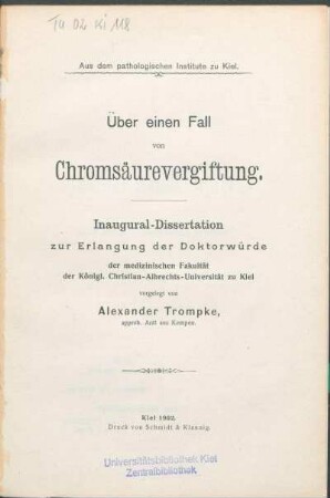 Über einen Fall von Chromsäurevergiftung