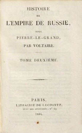 Histoire de l'empire de Russie sous Pierre le Grand, 2