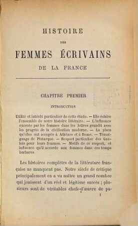 Histoire des femmes écrivains de la France