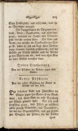 Dritte Eintheilung. Von den Pflichten der Aeltern gegen ihre Kinder.