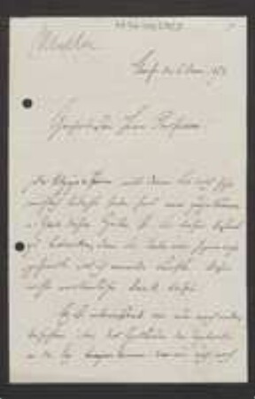 Brief von Johann Müller an Unbekannt