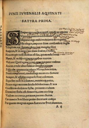 Iunii Iuvenalis Aquinatis inter latinos satyrographos consumatissimi satyrae : emaculatius impressae