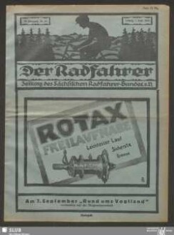 Der Radfahrer : Organ für das gesamte Radfahrwesen, für Sport, Industrie und Handel : amtliche Zeitung des Sächsischen Radfahrer-Bundes