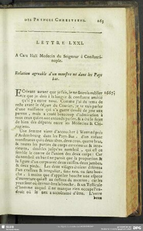 Lettre LXXI. A Cara Hali Medecin du Seigneur à Constantinople