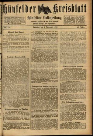 Ausgabe vom Samstag, den 03. November 1923.