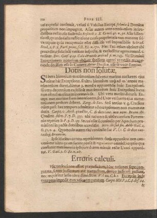 Erroris calculi. - Excusionis seu Ordinis.