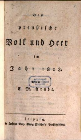 Das preußische Volk und Heer im Jahr 1813