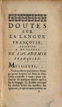 Doutes sur la langue Françoise