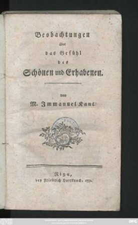 Beobachtungen über das Gefühl des Schönen und Erhabenen