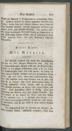Vierte Klasse. Die Metalle.