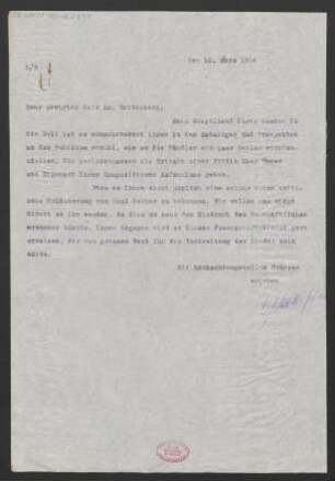 Brief an Ludwig Rottenberg : 10.03.1914
