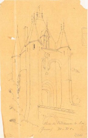 Chateau de Villeneuve-le-Roi, Yonne: Perspektivische Ansicht Portal