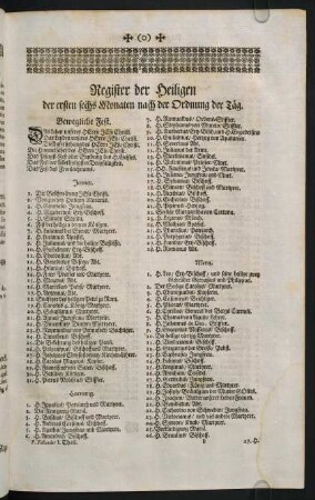 d1r-d1v, Register der Heiligen der ersten sechs Monaten nach der Ordnung der Taeg
