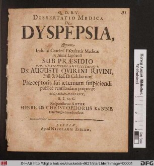 Dissertatio Medica De Dyspepsia