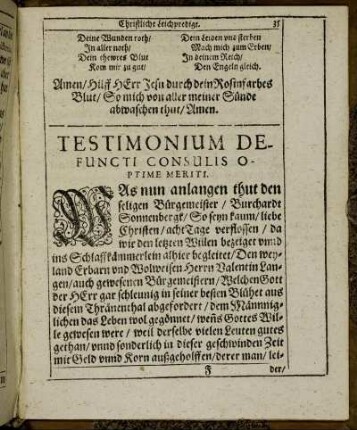Testimonium Defuncti Consulis Optime Meriti.