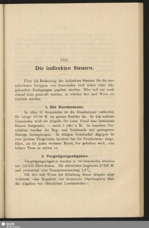 VIII. Die indirekten Steuern