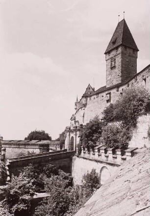 Veste Coburg : Coburg. Veste. Blick auf Bastionen und Gräben von Südosten