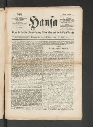 No. 167. Sonnabend, den 8. October 1853.