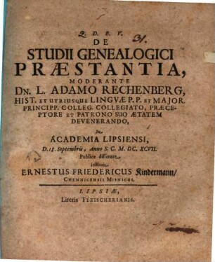 Disp. de studii genealogici praestantia