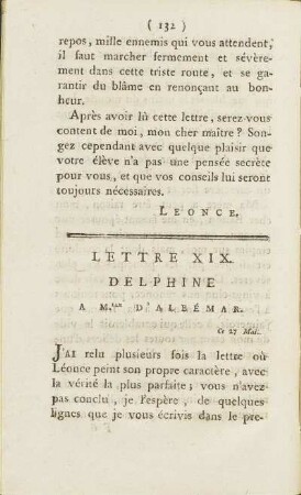 Lettre XIX. Delphine A M.lle D'Albémar. Ce 27. Mai
