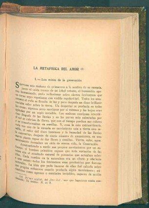 La metafísica del amor : I. - Los mitos de la generación