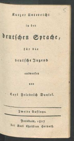Kurzer Unterricht in der deutschen Sprache.