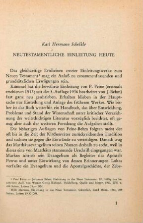 1-11 Neutestamentliche Einleitung heute