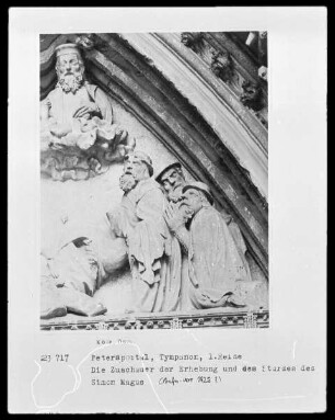 oberer Teil: Detail, die Zuschauer der Erhebung und des Sturzes des Simon Magus