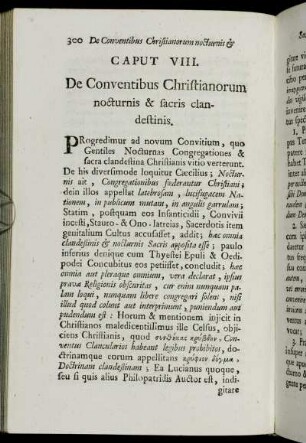 Caput VIII. De Conventibus Christianorum nocturnis & sacris clandestinis.