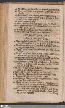 Dreyßigstes Fach, No. 1. Glanz- und Bley-Erze