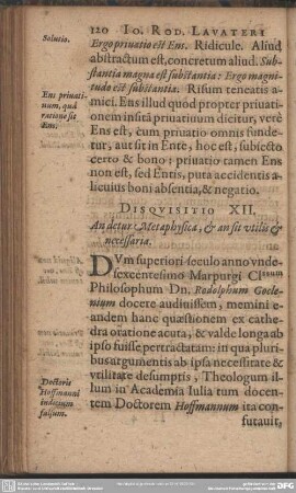 Disquisitio XII. An detur Metaphysica, & an sit utilis & necessaria