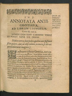 Annotata Anti-Grotiana. Ad Librum I. Samuelis.