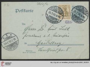 Heid. Hs. 3820,92: Karte von Heinrich Rickert an Emil Lask