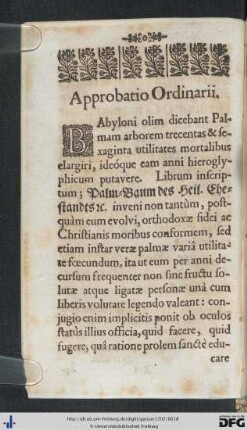 Approbatio Ordinarii.