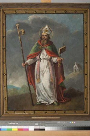 Bemalte Fahne aus der Kirche St. Bonifatius in Ungedanken (Schwalm-Eder-Kreis) — Vorderseite