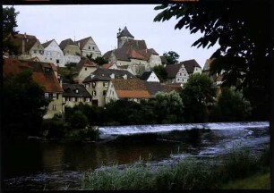 Besigheim: von der Enzbrücke auf alte Stadt und Schlossturm