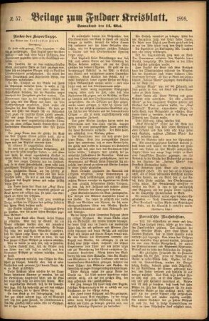 Zweite Ausgabe vom Samstag, den 14. Mai 1898.