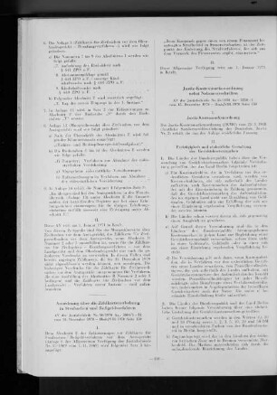Justiz-Kostenmarkenordnung nebst Nebenvorschriften