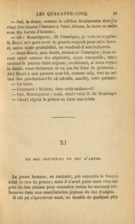 XI. Un de souvenirs du duc d'Anjou