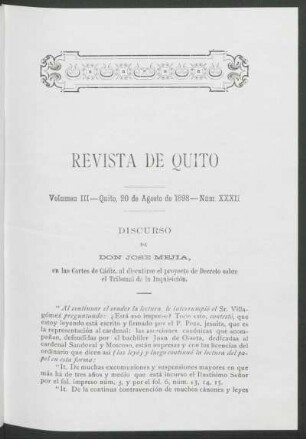 Núm. XXXII - Quito, 20 de Agosto de 1898