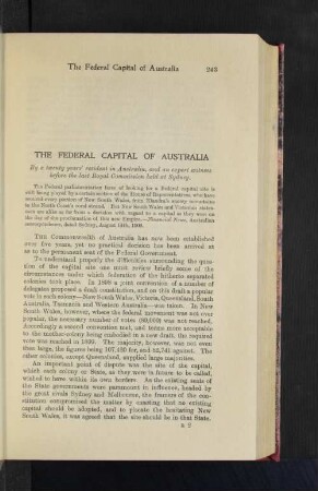 The Federal Capital of Australia