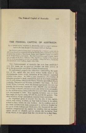 The Federal Capital of Australia