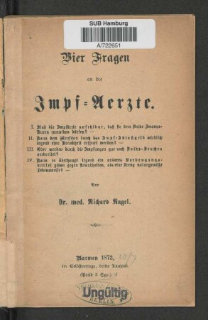 Vier Fragen an die Impf-Aerzte