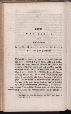 LXVIII. Das Leben des Miniaturmalers. Don Bartolommeo, Abts von San Clemente
